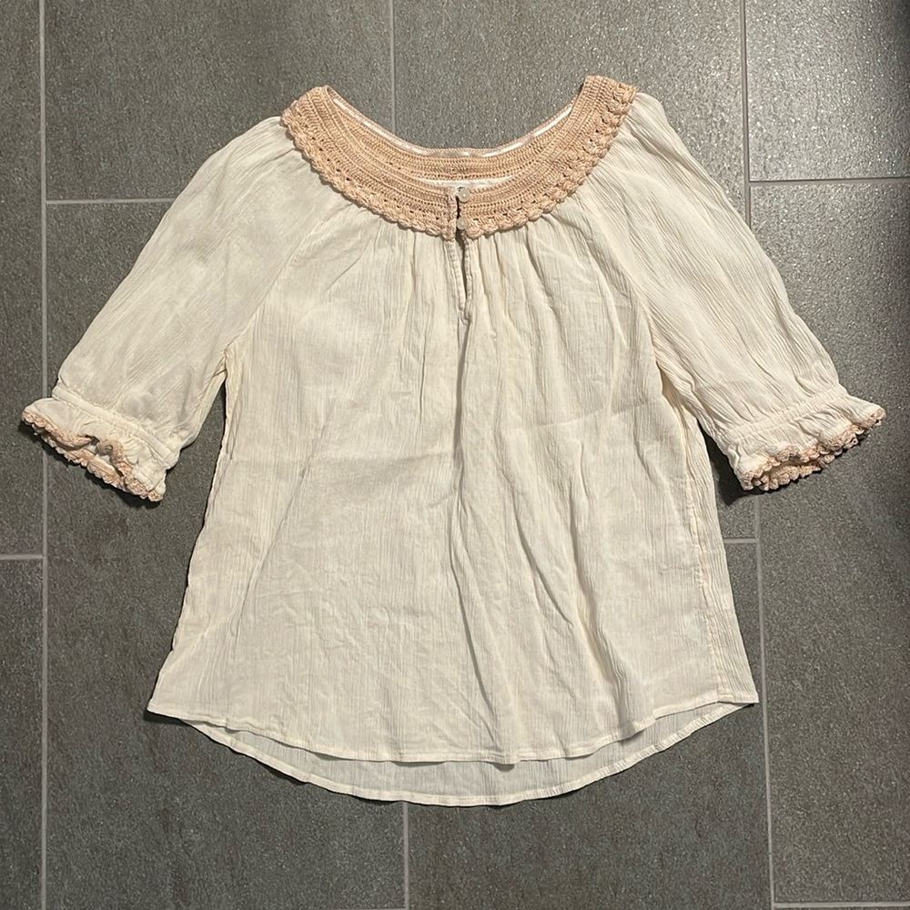 Madewell Crochet Peasant Top